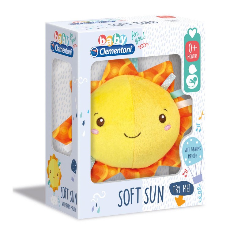 Baby Clementoni Soft Sun Βρεφικό Μουσικό Χνουδωτό Κρεμαστό Ήλιος 1000-17270 - Baby Clementoni
