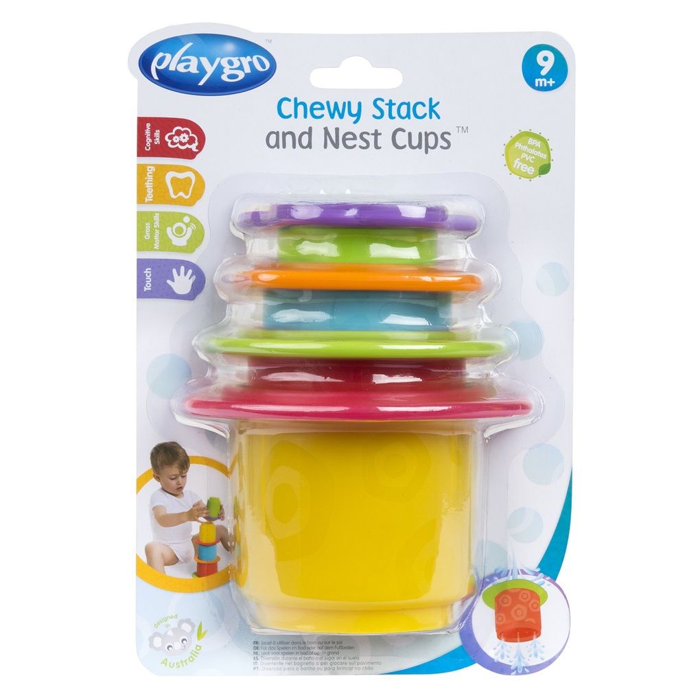 Playgro Chewy Stack and Nest Cups-Κυπελάκια Στοίβαξης - Playgro