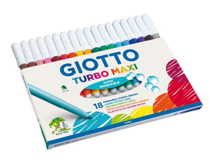 GIOTTO Μαρκαδόροι Χοντροί 18τεμ ass. Blister Turbo Maxi Giotto 000076300 - GIOTTO