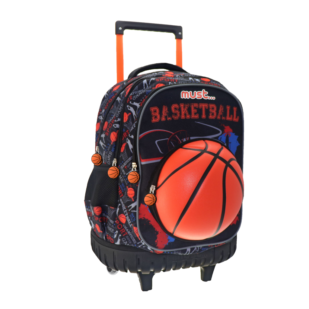 Τσάντα Τρόλλεϋ Δημοτικού Must Basketball με 4 Θήκες - Must