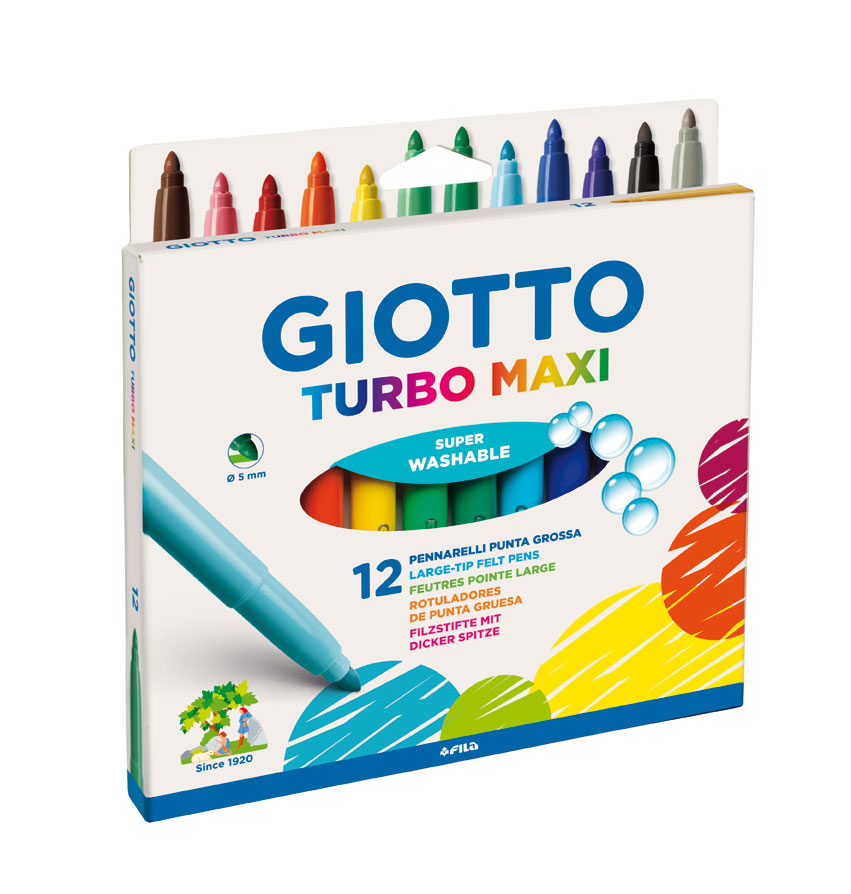 GIOTTO Μαρκαδόροι Χοντροί 12τεμ ass. Blister Turbo Maxi Giotto 000076200 - GIOTTO