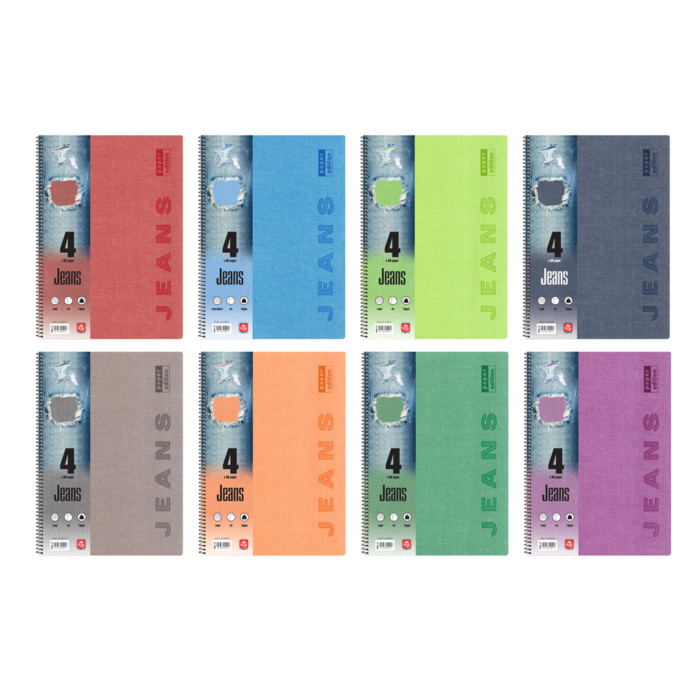 typotrust typotrust Τετράδιο 4 Θεμάτων A4 Jeans 4544-19 (4554Γ)