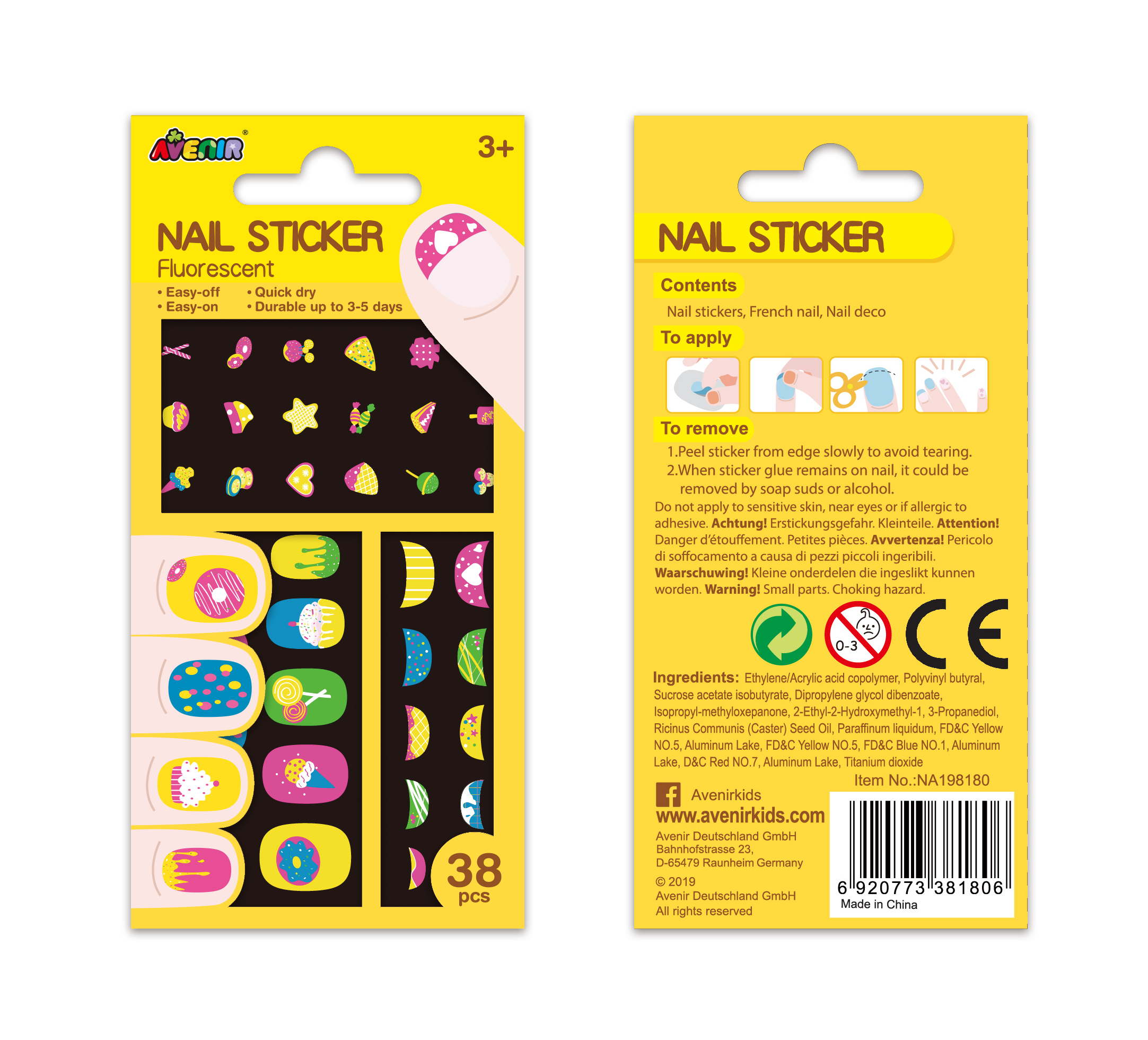Avenir Nail Sticker-cookie - fluorescence 38pcs 60515 - Avenir