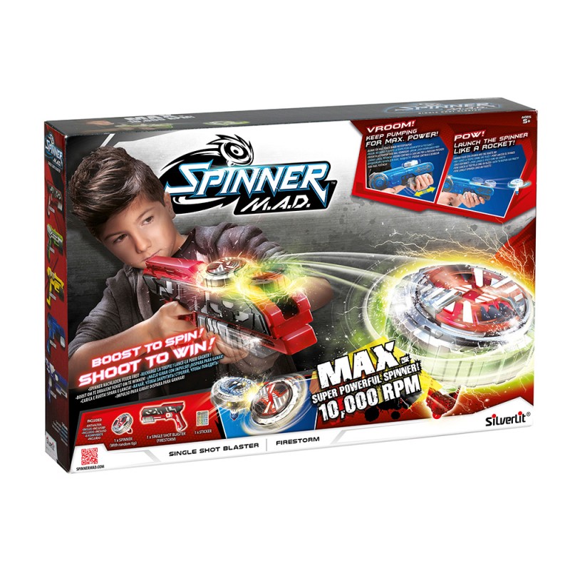 Silverlit Spinner MAD Single Shot Blaster Σετ Όπλο Και Σβούρα Firestorm Κόκκινο 7530-86301 φωτογραφία