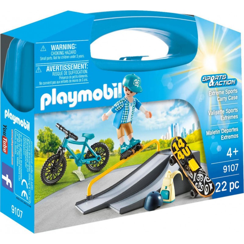 Playmobil Sports & Action Βαλιτσάκι Skateboarder Με Πίστα Και Ποδήλατο 9107 - Playmobil, Playmobil Sports & Action