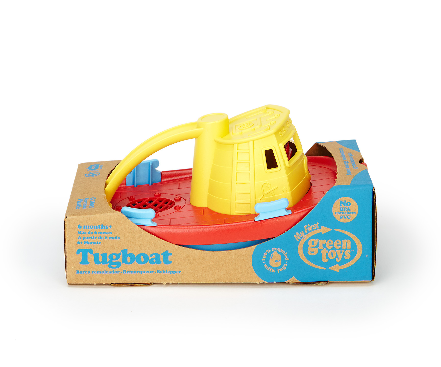 Green Toys: Ρυμουλκό Πλοίο Κίτρινο TUG01R-Y - Green Toys