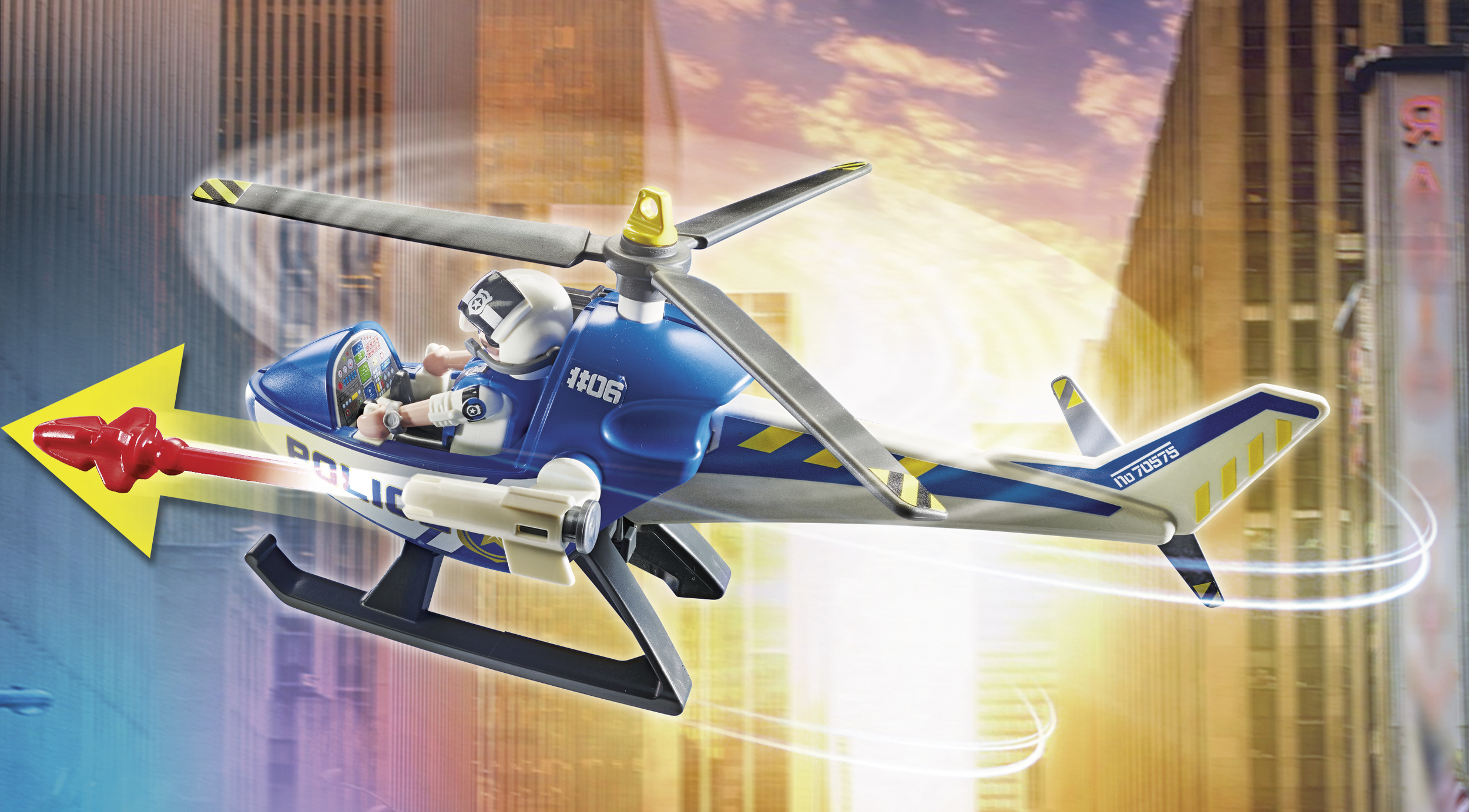 Playmobil City Action Αστυνομικό ελικόπτερο και ληστές με βαν 70575 - Playmobil, Playmobil City Action