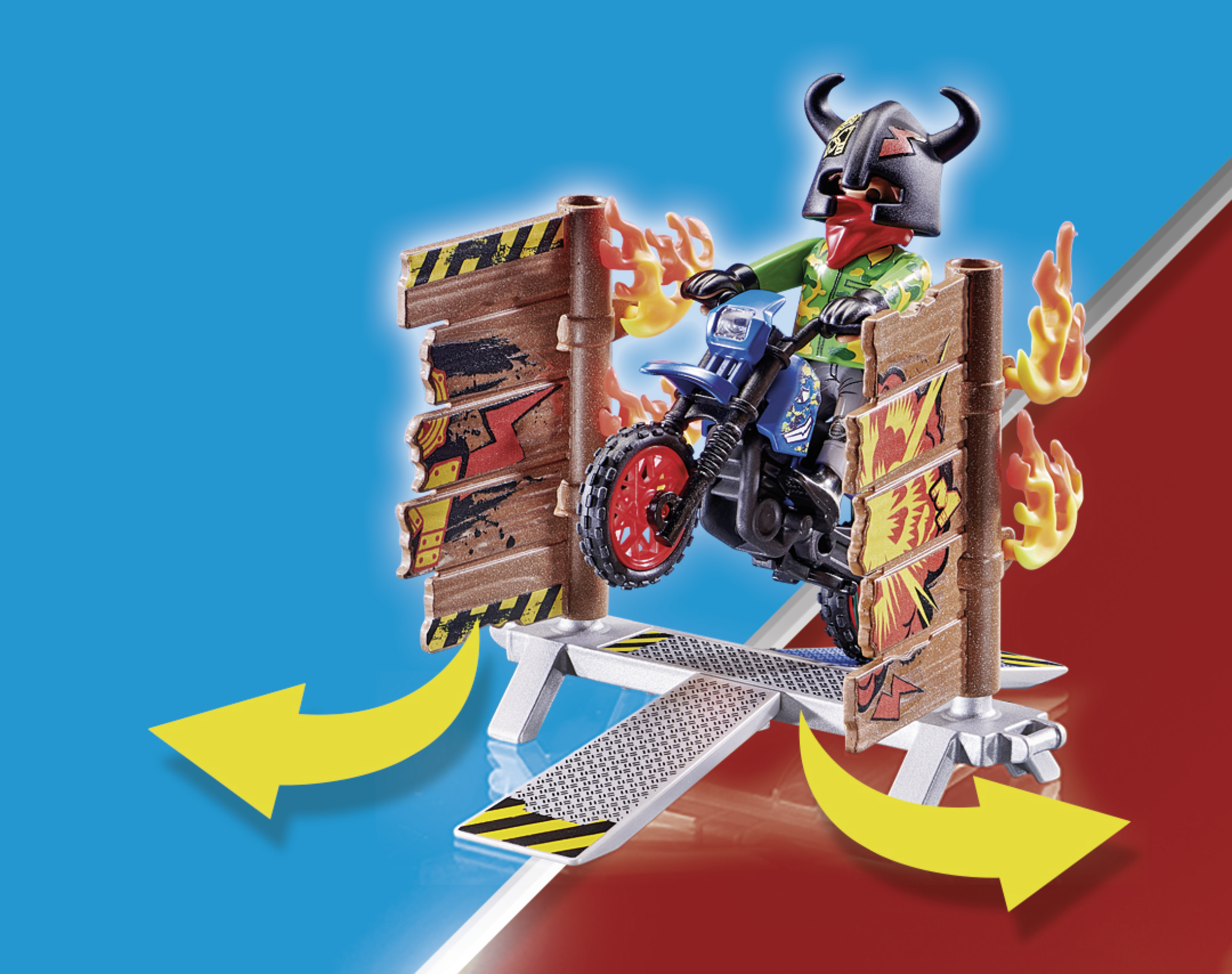 Playmobil Stunt Show Μηχανή Motocross με φλεγόμενο τοίχο 70553 - Playmobil, Playmobil Stunt Show