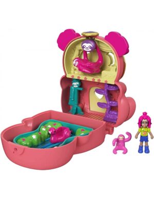 Polly Pocket Mini Σετάκια Flip And Reveal Tropical Sloth Βραδύποδας GTM56 - Polly Pocket
