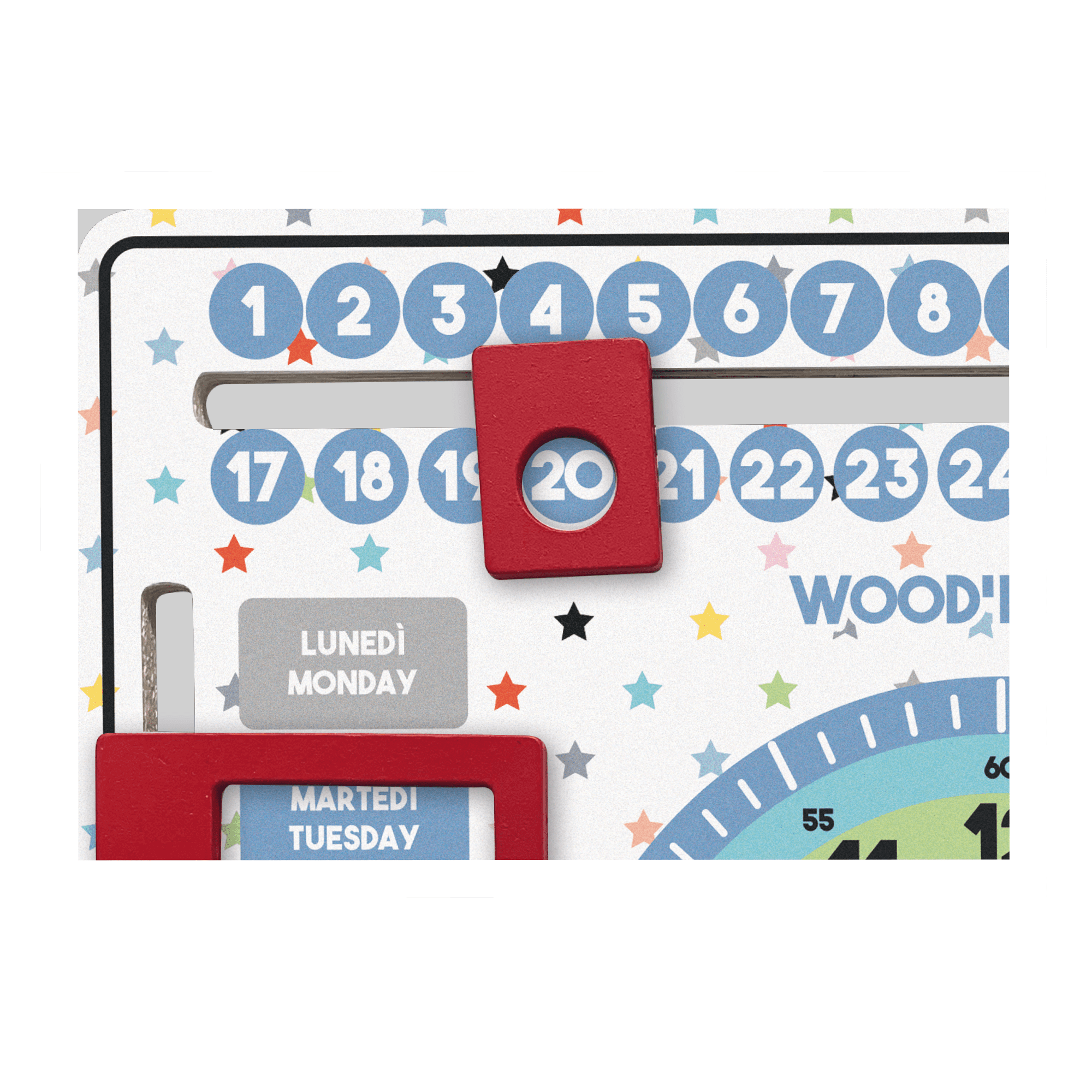 Wood' N Play Ξύλινο Ημερολόγιο Εκπαιδευτικό Αγγλικά-Ιταλικά PRG00505 φωτογραφία