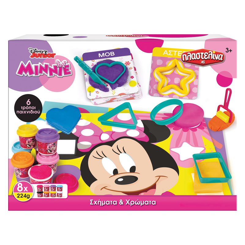 AS Company AS Πλαστελίνη Disney Minnie Μαθαίνω Τα Σχήματα Και Τα Χρώματα 8 Βαζάκια Με Καπάκια Καλουπάκια 224gr 1045-03588