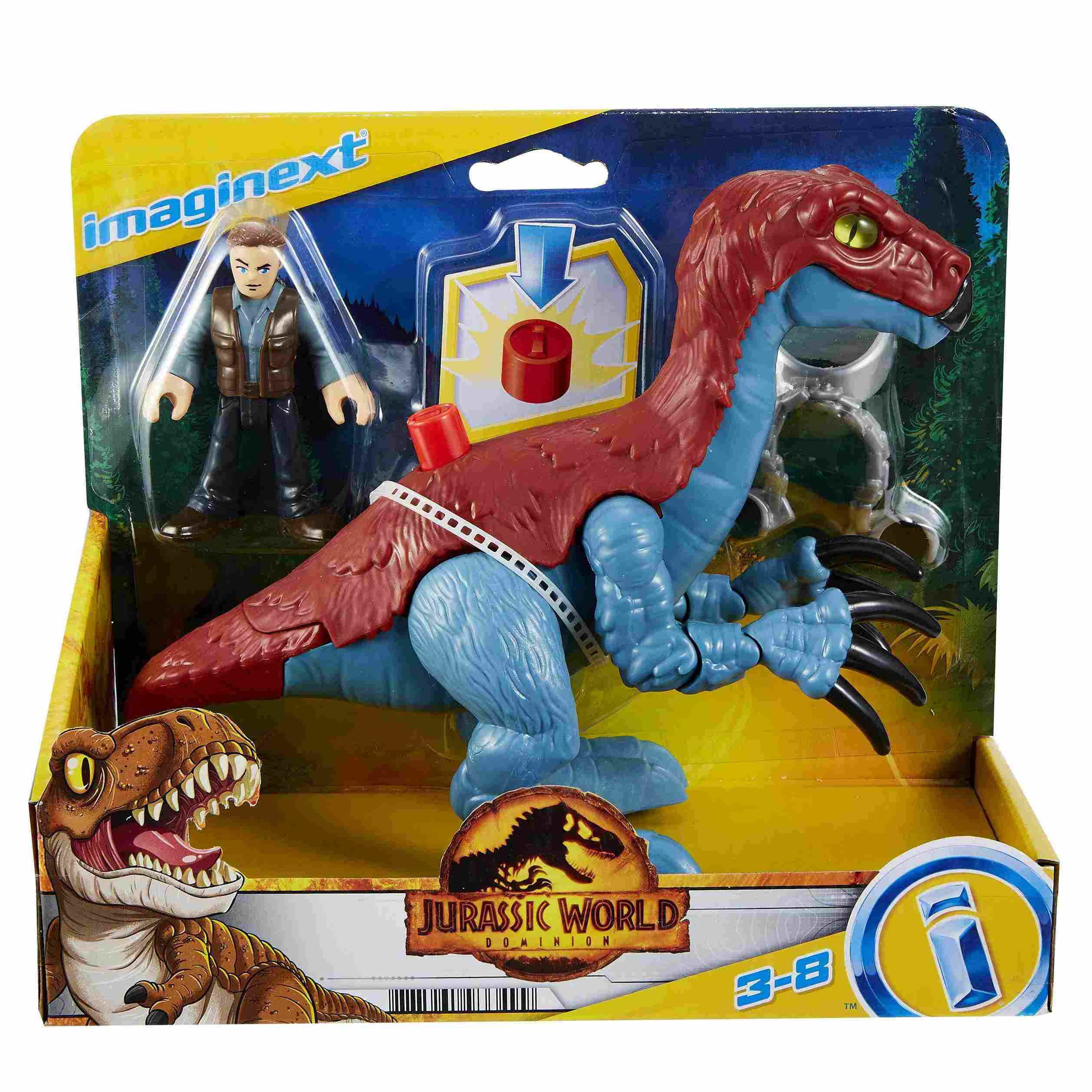 Fisher-Price Imaginext Jurassic World 3 Δεινόσαυρος και Φιγούρα 2 Σχέδια GVV65 φωτογραφία