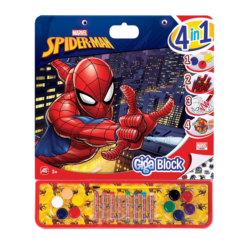 AS Company Giga Block Σετ Ζωγραφικής Marvel Spiderman 4 Σε 1 Για 3+ Χρονών 1023-62737