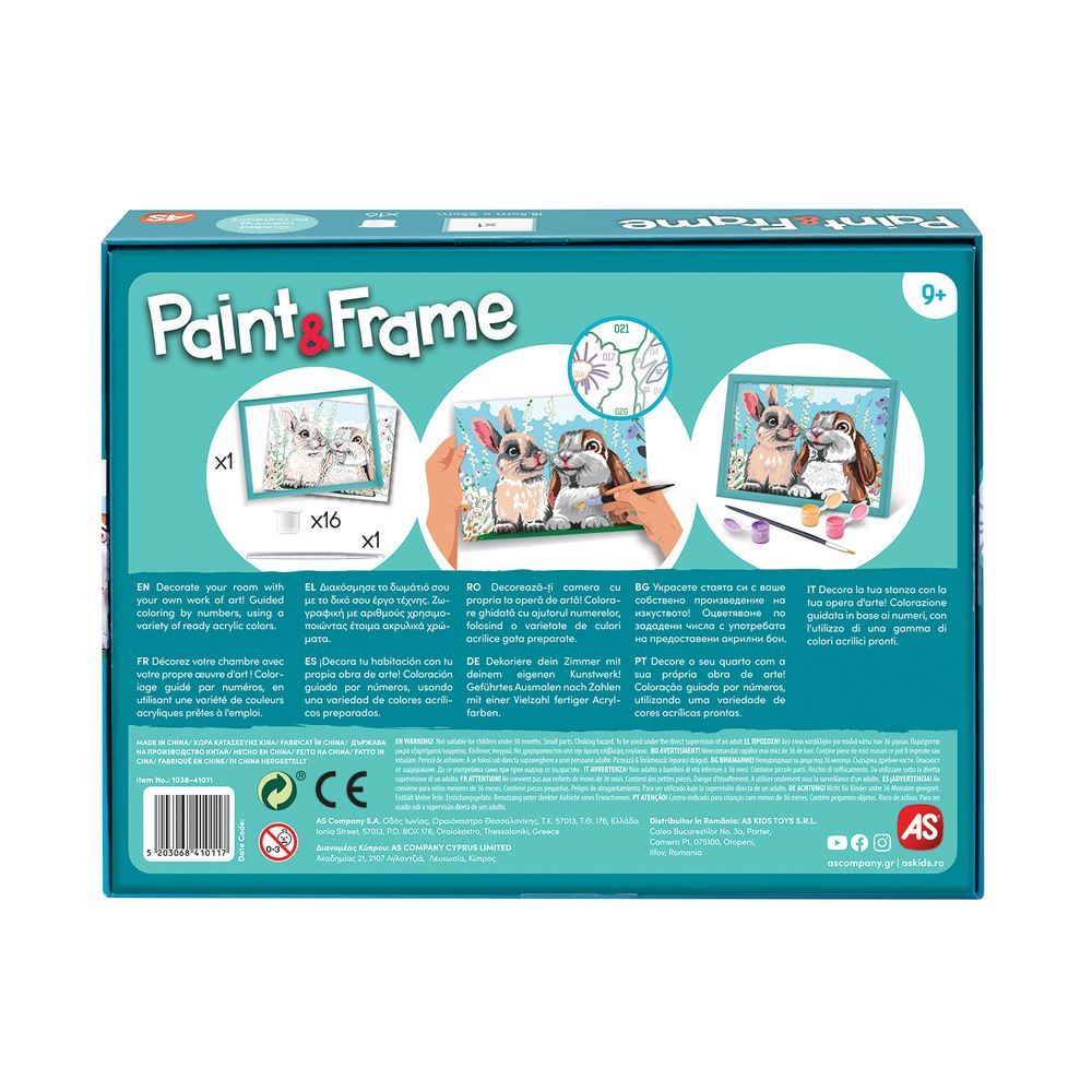 AS Company Paint & Frame Ζωγραφίζω Με Αριθμούς Cute Bunnies Για Ηλικίες 9+ Χρονών 1038-41011 - AS Company