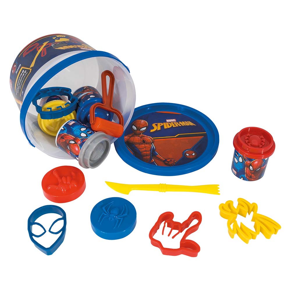 AS Πλαστελίνη Marvel Spiderman Κουβαδάκι Με 4 Βαζάκια Και 8 Εργαλεία 200g 1045-03603 - AS Company