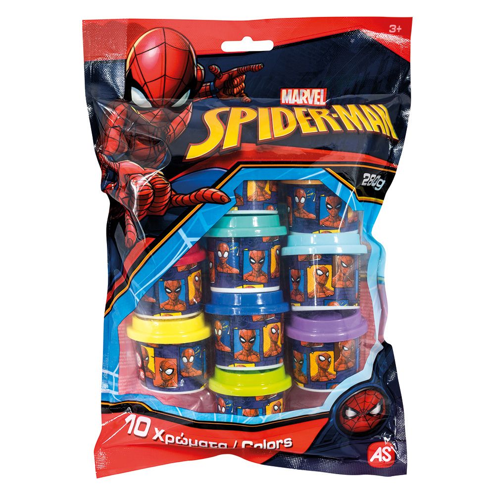 AS Πλαστελίνη Marvel Spiderman Σακουλάκι Με 10 Βαζάκια 280gr 1045-03599 - AS Company