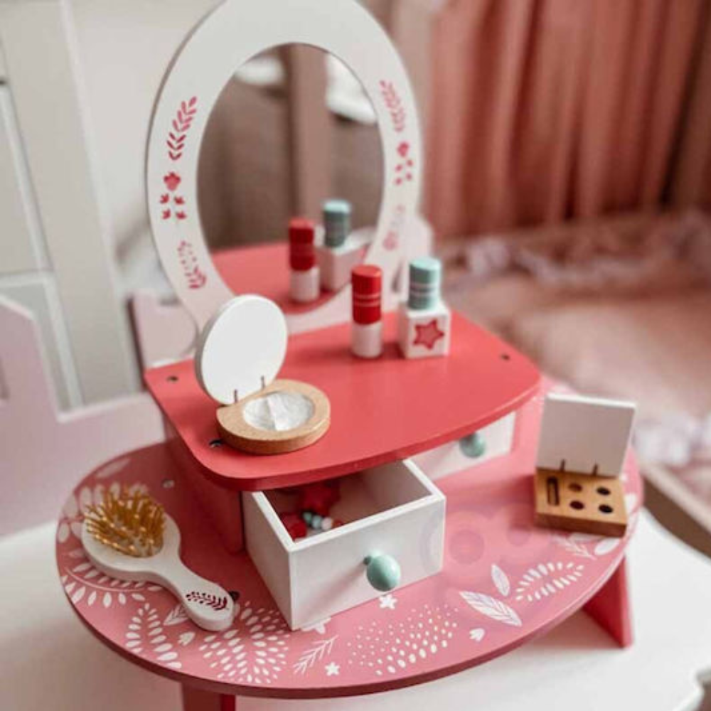 Tooky Toy Ξύλινη Τουαλέτα Ομορφιάς Ροζ TL098A  - Tooky Toy