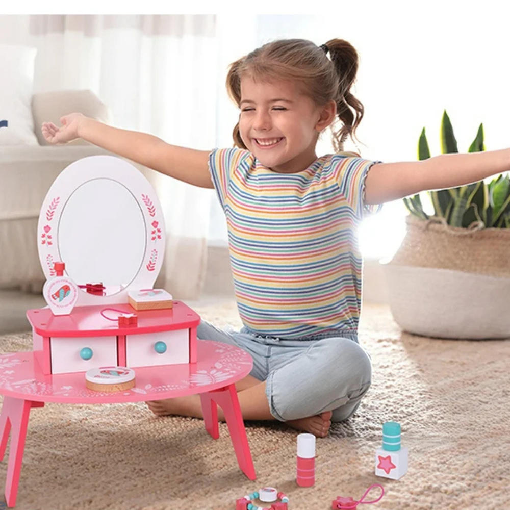 Tooky Toy Ξύλινη Τουαλέτα Ομορφιάς Ροζ TL098A  - Tooky Toy