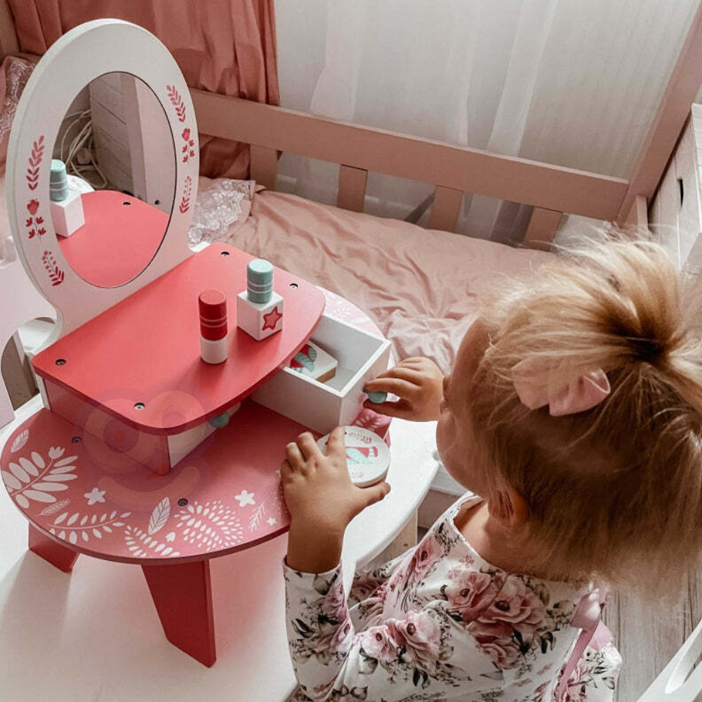 Tooky Toy Ξύλινη Τουαλέτα Ομορφιάς Ροζ TL098A  - Tooky Toy