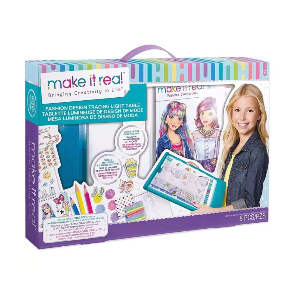 Make It Real - Ζωγραφική Fashion Design Tracing Light Table Mega Set, 3502 - Make it Real