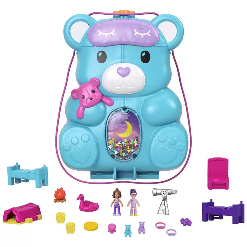 Mattel Polly Pocket Teddy Bear Purse Compact, 2 Micro Dolls, 16 Αξεσουάρ GKJ63 - Polly Pocket