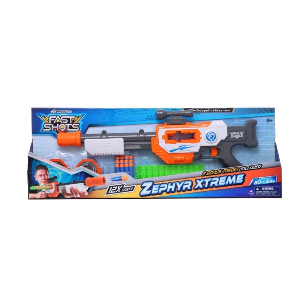 Fast Shots - Zephyr Xtreme με 12 αφρωδη βελακια και 2 στοχους, 590059 - Just Toys