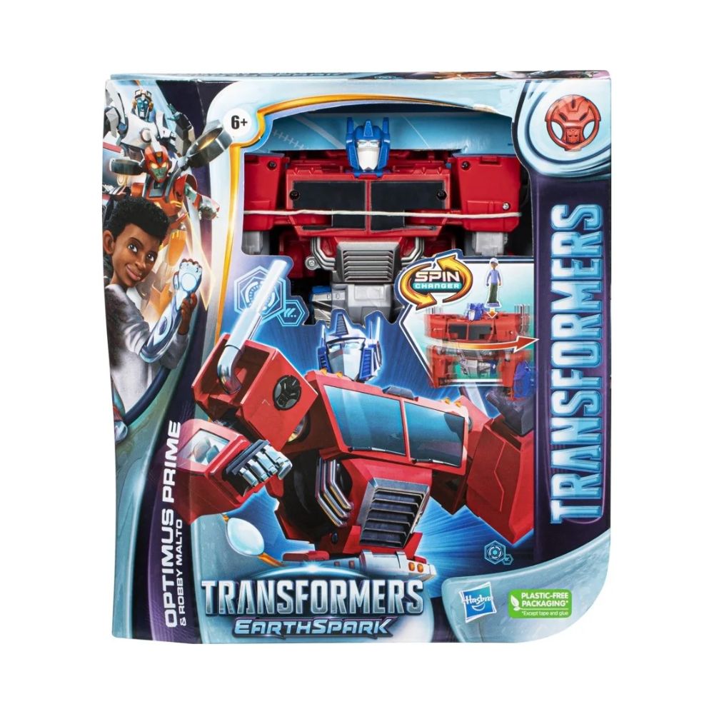 Transformers - Earthspark Spin Changer Optimus Prime And Robby Malto, F7663 - Transformers