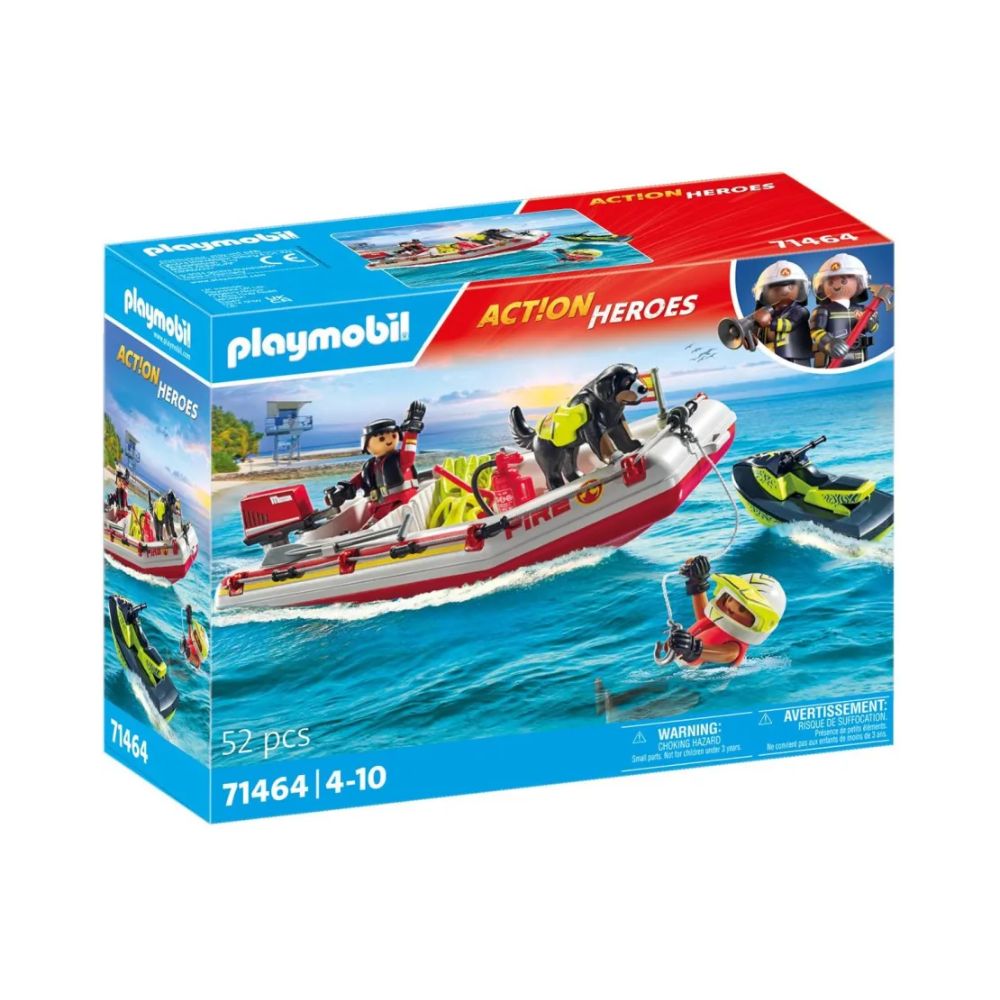 Playmobil Action Heroes - Φουσκωτό Σκάφος Πυροσβεστικής με Θαλάσσιο Scooter, 71464 - Playmobil, Playmobil Action