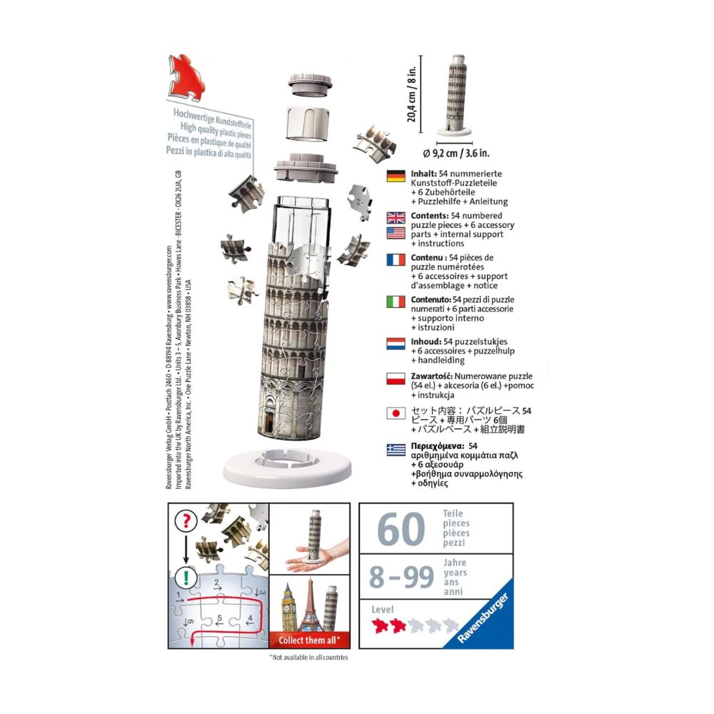 Ravensburger - 3D Puzzle Minis 54 Τεμ. Πύργος Της Πίζας, 11247 - Ravensburger