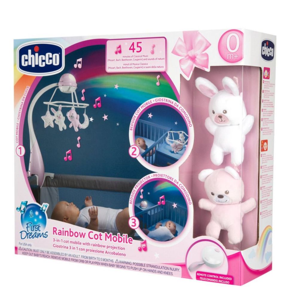 Chicco - Παιχνίδι Κούνιας Προβολέας Rainbow Ροζ, Y01-11041-10 - Chicco