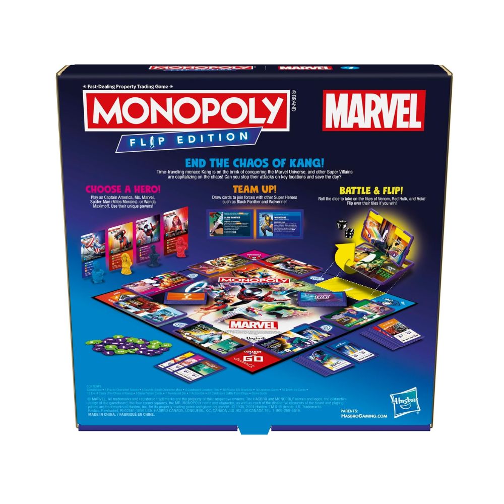 Επιτραπέζιο Παιχνίδι Monopoly Spiderman Flip Edition Marvel, F9931 - Hasbro Gaming, Monopoly