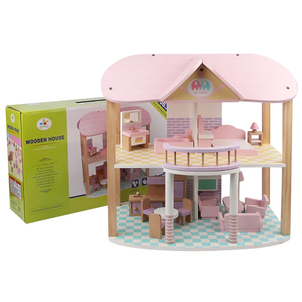 Gram Toys - Ξύλινο κουκλόσπιτο με έπιπλα MSN19029 - 