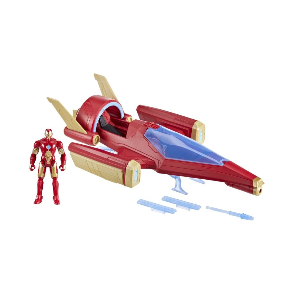 Marvel Avengers Epic Hero Series Iron Man Repulsor Blast Battle Jet 4" Iron-Man 2-Pack & Gear, F9329 - Avengers, Marvel