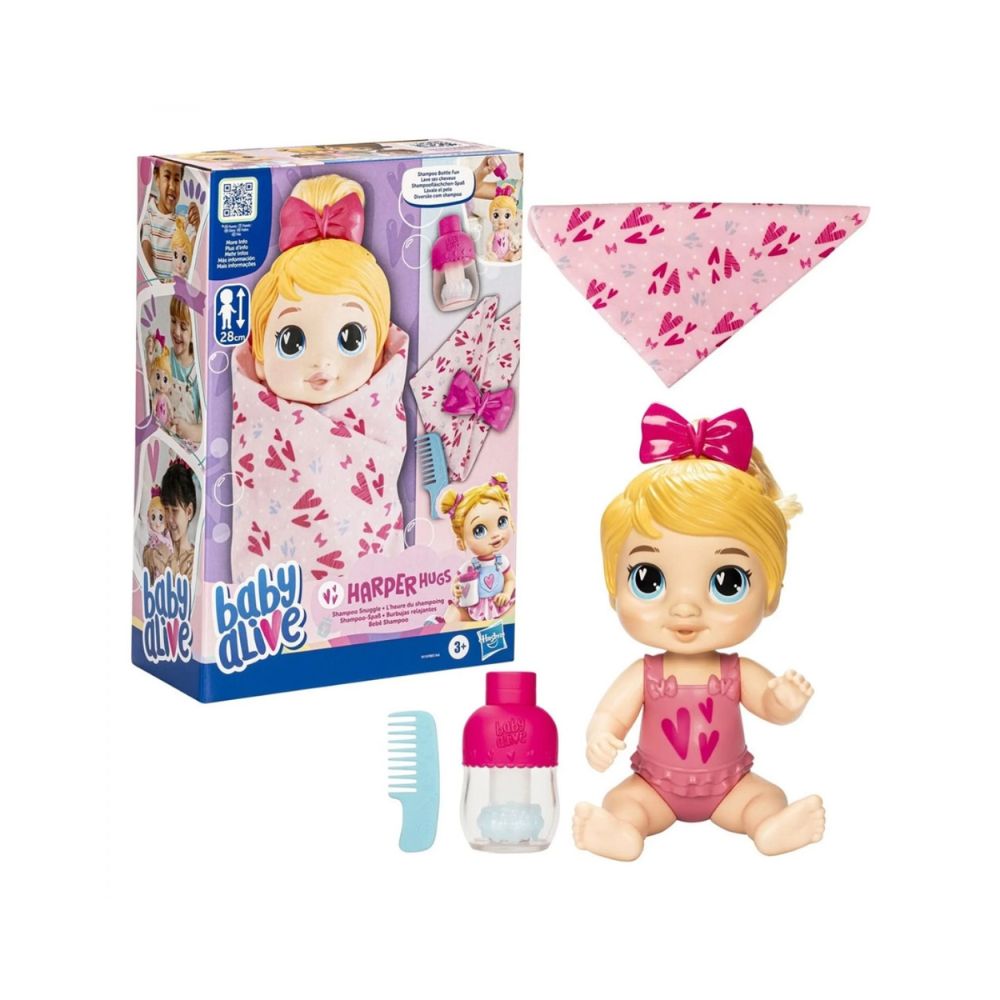 Baby Alive Κούκλα Shampoo Snuggle Bldh Harper, F9119 - Baby Alive