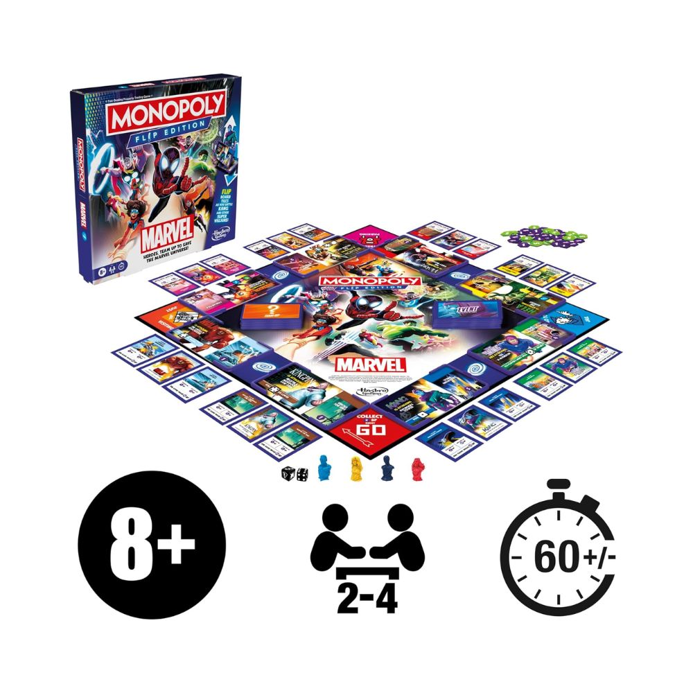 Επιτραπέζιο Παιχνίδι Monopoly Spiderman Flip Edition Marvel, F9931 - Hasbro Gaming, Monopoly