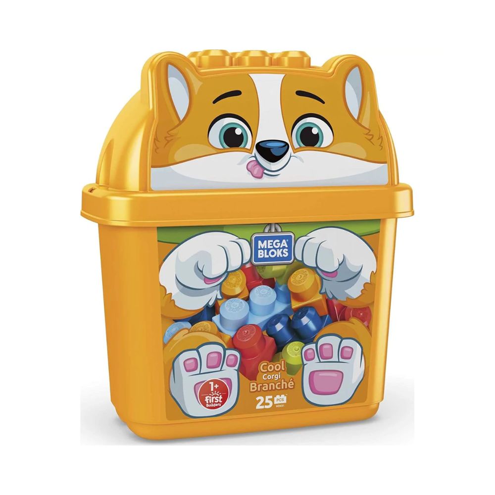 Mattel Mega Bolks Cool Corgi Κουβαδάκι Με Τουβλάκια 25Τμχ - Σκυλάκι, HDK81 - Mega Bloks