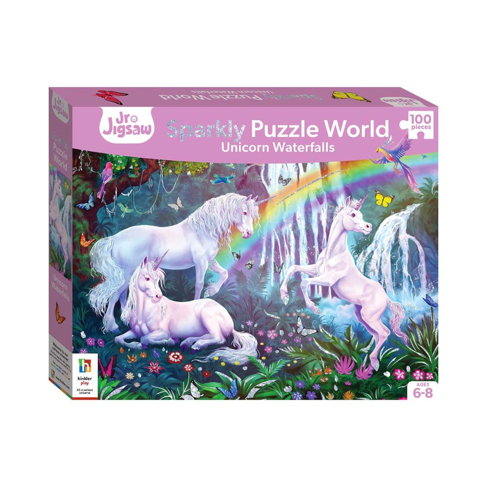 Junior Jigsaw Sparkly Puzzle World: Unicorn Waterfalls - Hinkler