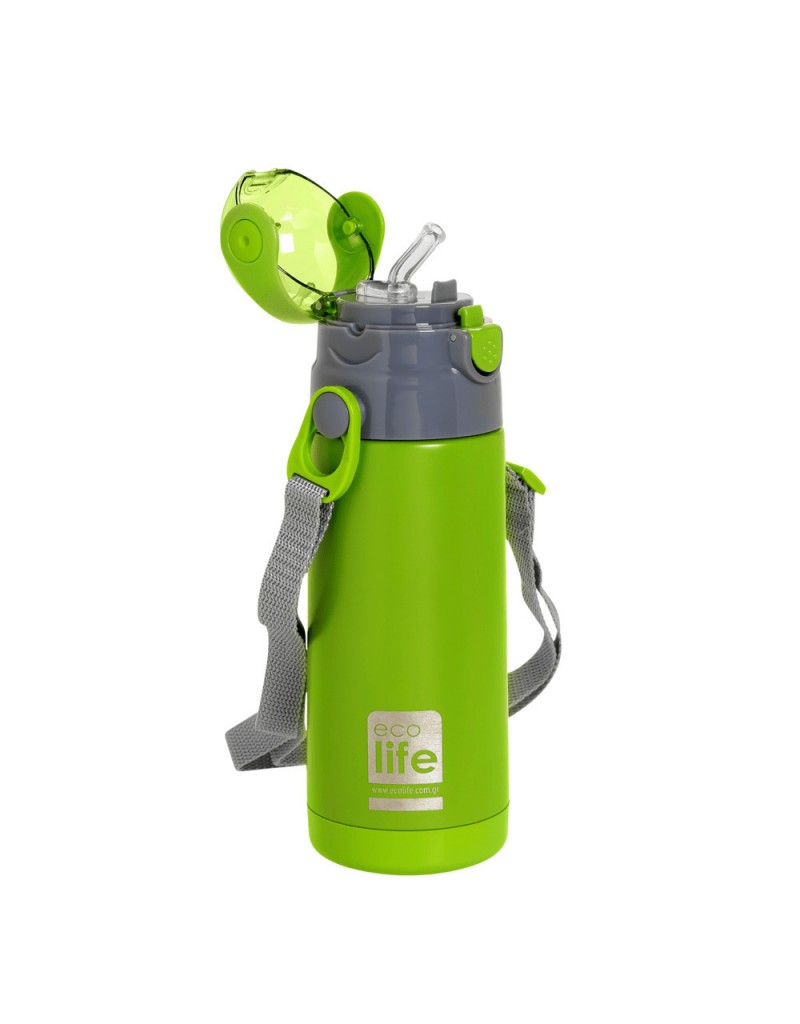 Ecolife ανοξείδωτο παγούρι θερμός με καλαμάκι kids thermos mint 400ml πράσινο - Ecolife