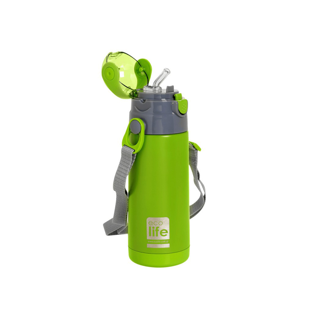 Ecolife ανοξείδωτο παγούρι θερμός με καλαμάκι kids thermos mint 400ml πράσινο - Ecolife