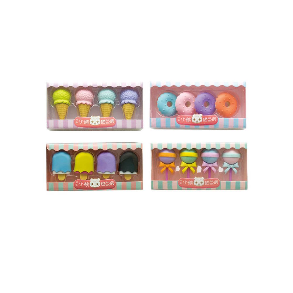 Σετ Γόμες Fancy Eraser Set: Desserts σε 4 Σχέδια - Little Tree