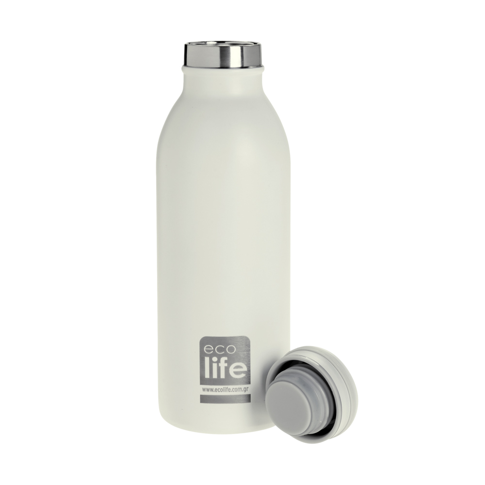 Ecolife μεταλλικό μπουκάλι θερμός 450ml – pastel white - Ecolife