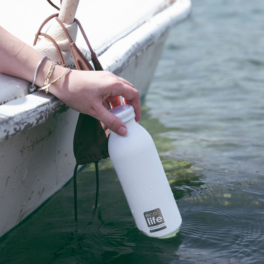 Ecolife μεταλλικό μπουκάλι θερμός 450ml – pastel white - Ecolife