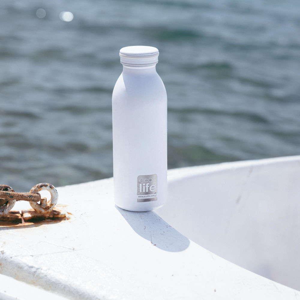 Ecolife μεταλλικό μπουκάλι θερμός 450ml – pastel white - Ecolife