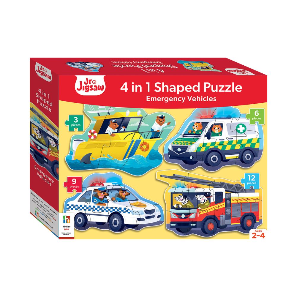 Shaped 4-in-1 Jigsaws: Emergency Vehicles - Hinkler