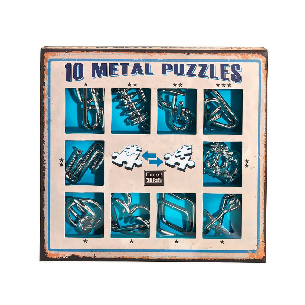 10 Metal Puzzles- Blue Set - Professor Puzzle