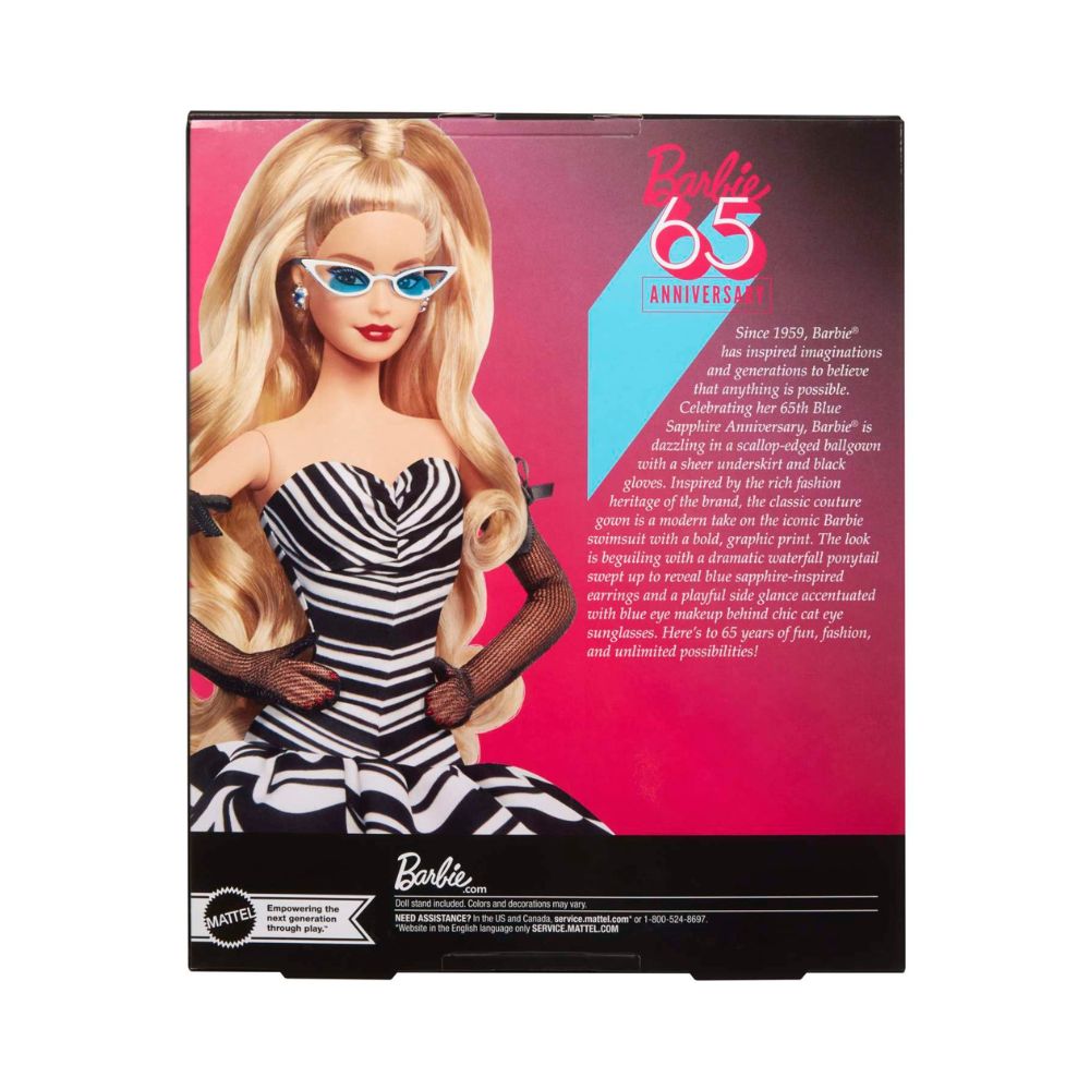 Mattel Κούκλα Barbie 65 Χρόνια-Ασπρόμαυρο Φόρεμα, HRM58 - Barbie