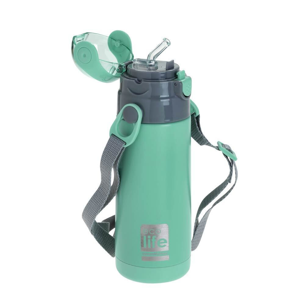 Ecolife ανοξείδωτο παγούρι θερμός με καλαμάκι kids thermos mint 400ml μέντα - Ecolife