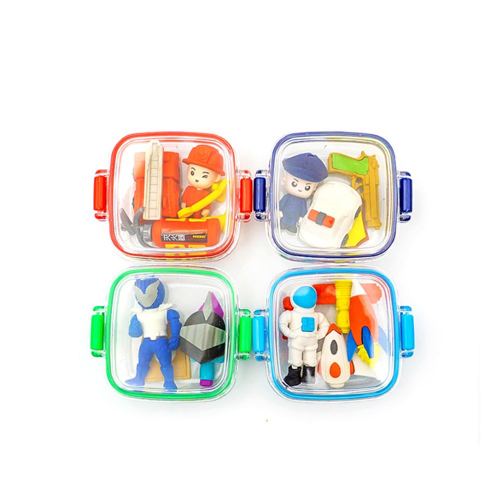 Γόμες Fancy Erasers in Lunchbox: Superhero σε 4 Σχέδια φωτογραφία