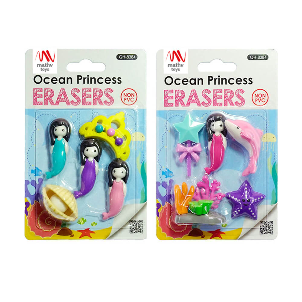 Mathv Toys Fancy Eraser Set: Ocean Princess