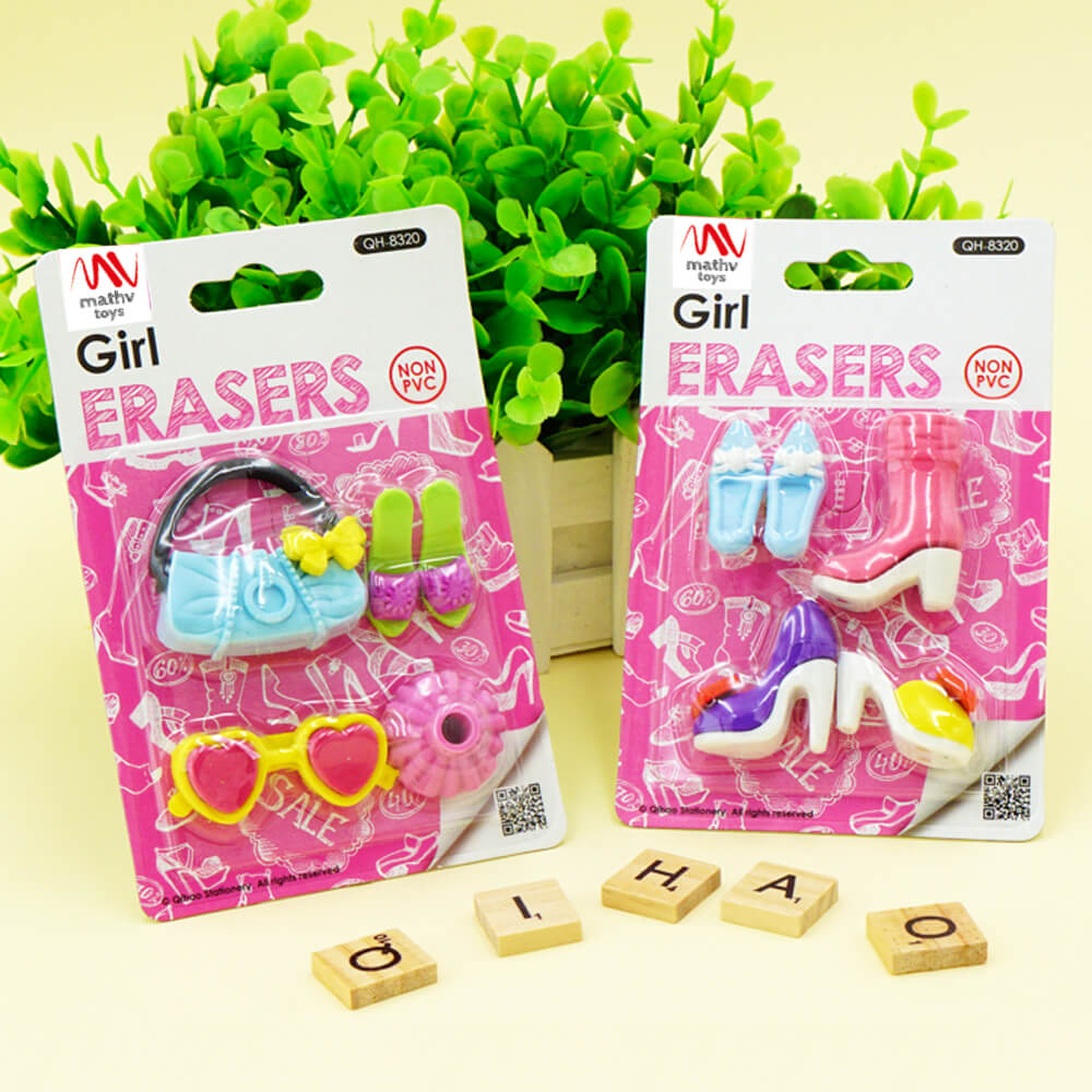 Fancy Eraser Set: Girl in Pink - Mathv Toys